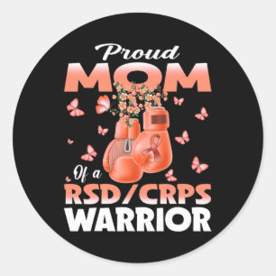 Pegatina Redonda Orgullosa Madre De Un Guerrero De Rsd Boxing De Co