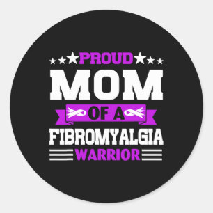 Pegatina Redonda Orgullosa Madre Guerrera De Una Conciencia De Fibr