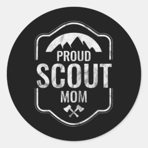 Pegatina Redonda Orgullosa madre scout de mujeres Madre Escultismo 