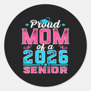 Pegatina Redonda Orgullosa Madre Senior Femenina Vibra de Fiesta de