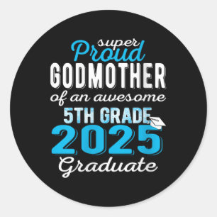 Pegatina Redonda Orgullosa Madrina De 5° Grado 2025
