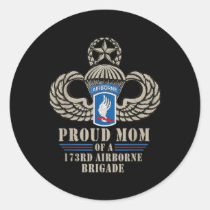 Pegatina Redonda Orgullosa mamá 173.ª Brigada Aérea Veterana Milita