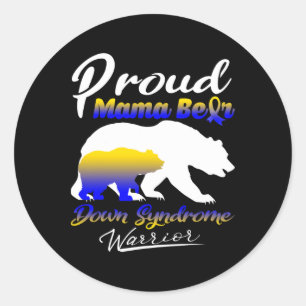 Pegatina Redonda Orgullosa Mamá Con Síndrome De Down Warrior Síndro