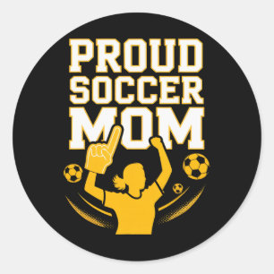 Pegatina Redonda Orgullosa Mamá De Fútbol Hincha Alegre Apoyo Para