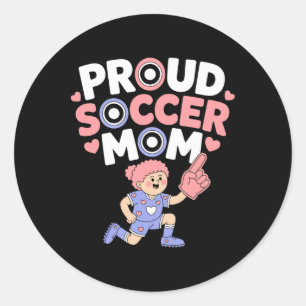 Pegatina Redonda Orgullosa Mamá De Fútbol Hincha Alegre Apoyo Para 