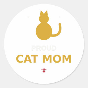 Pegatina Redonda Orgullosa Mamá de Gato – Regalo Divertido para Ama