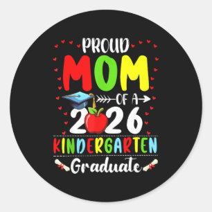Pegatina Redonda Orgullosa mamá de graduada de jardín de infantes 2