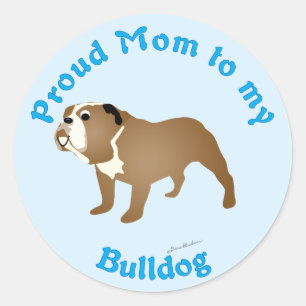 Pegatina Redonda Orgullosa mamá de mi Bulldog