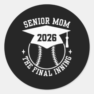 Pegatina Redonda Orgullosa Mamá de Softbol Senior 2026 La Última En