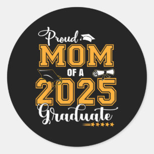 Pegatina Redonda Orgullosa Mamá De Un Cl De 2025 Graduado Senior 25