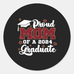Pegatina Redonda Orgullosa Mamá De Un Cl De Graduado Superior