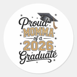 Pegatina Redonda Orgullosa Mamá De Un Graduado De 2026 Graduación D