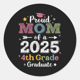 Pegatina Redonda Orgullosa Mamá De Un Graduado De Graduado De Grado