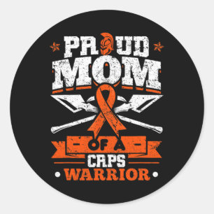 Pegatina Redonda Orgullosa Mamá De Un Mes De Guerrero Del Crps Nara