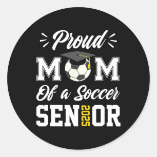 Pegatina Redonda Orgullosa Mamá De Un Taller De Fútbol De Graduació
