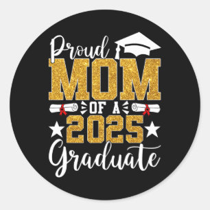 Pegatina Redonda Orgullosa Mamá De Una Graduación De Mamá Graduada