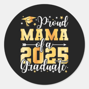 Pegatina Redonda Orgullosa Mamá De Una Graduación De Tee Graduada D