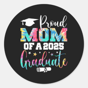 Pegatina Redonda Orgullosa Mamá De Una Graduación Superior De Gradu