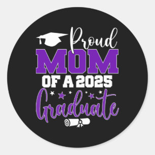 Pegatina Redonda Orgullosa Mamá De Una Graduación Superior De Gradu