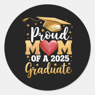 Pegatina Redonda Orgullosa Mamá De Una Graduada Superior De 2025