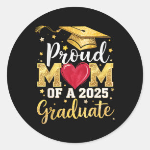 Pegatina Redonda Orgullosa Mamá De Una Graduada Superior De 2025