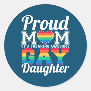 Pegatina Redonda Orgullosa Mamá De Una Hija Gay