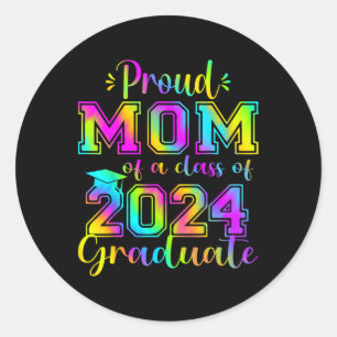 Pegatina Redonda Orgullosa Mamá Del Colegio Universitario De Gradua
