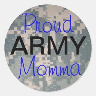 Pegatina Redonda Orgullosa mamá del ejército