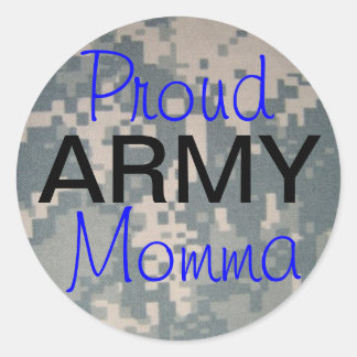 Pegatina Redonda Orgullosa mamá del ejército