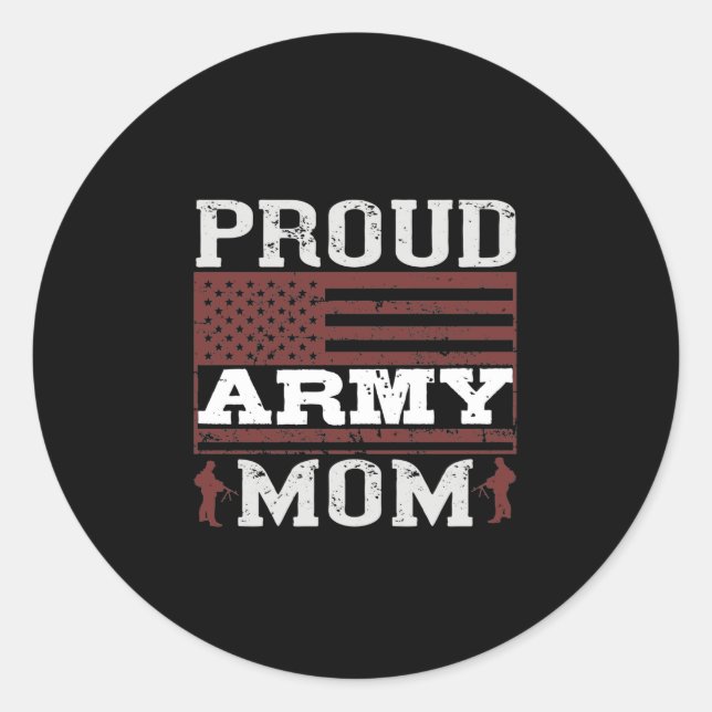 Pegatina Redonda Orgullosa mamá del Ejército (Anverso)