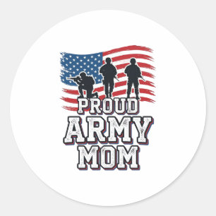 Pegatina Redonda Orgullosa Mamá del Ejército Camiseta Militar Patri