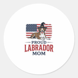 Pegatina Redonda Orgullosa mamá labrador patriótica camisa de Hallo