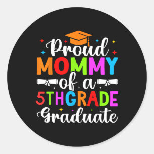 Pegatina Redonda Orgullosa Mami Del 2025 5º Graduado Gradu De Quint