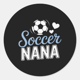 Pegatina Redonda Orgullosa Nana de Fútbol Apoyando a sus Nietos en