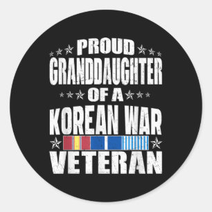 Pegatina Redonda Orgullosa Nieta De Una Veterana De Guerra De Corea