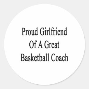 Pegatina Redonda Orgullosa Novia De Un Gran Entrenador De Baloncest