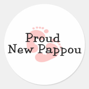 Pegatina Redonda Orgullosa Nueva Huella de Bebé Niña Pappou