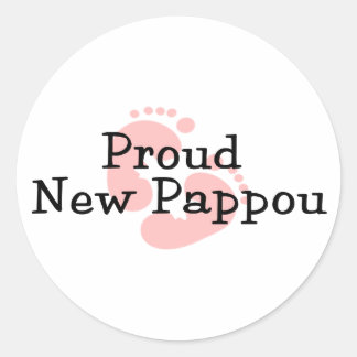 Pegatina Redonda Orgullosa Nueva Huella de Bebé Niña Pappou