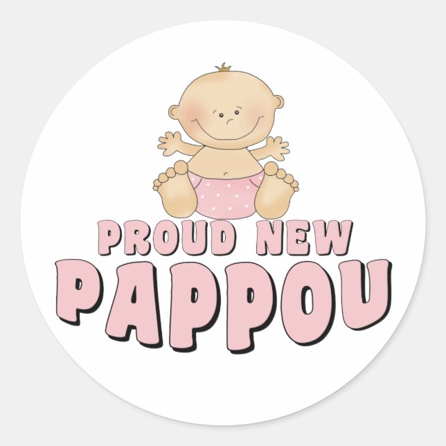 Pegatina Redonda Orgullosa nueva niña de Pappou (Anverso)