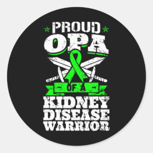 Pegatina Redonda Orgullosa Opa De Una Enfermedad Renal Conciencia D