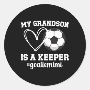 Pegatina Redonda Orgullosa portera de fútbol Mimi de un portero de 