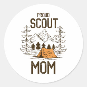 Pegatina Redonda Orgullosa Scout Mom Camping Scout Leader Adventure