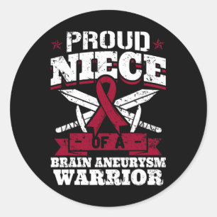 Pegatina Redonda Orgullosa sobrina de una conciencia del guerrero d