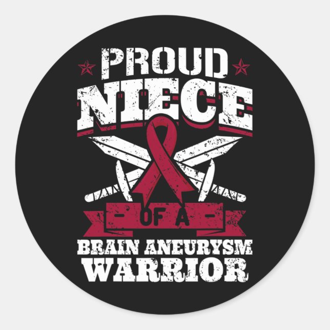 Pegatina Redonda Orgullosa sobrina de una conciencia del guerrero d (Anverso)