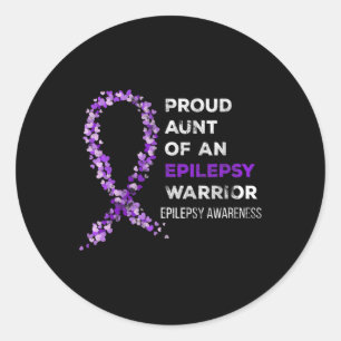 Pegatina Redonda Orgullosa tía de la Epilepsia de la Epilepsia de A