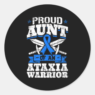 Pegatina Redonda Orgullosa Tía De Una Cinta D De Concienciación De