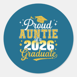 Pegatina Redonda Orgullosa Tía Graduada Clase 2026