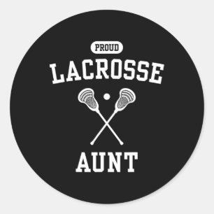 Pegatina Redonda Orgullosa tía Lacrosse Tía Guay Lacrosse Player Tí
