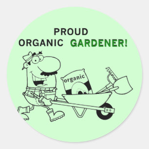 Pegatina Redonda Orgullosas camisetas y regalos de jardinero orgáni