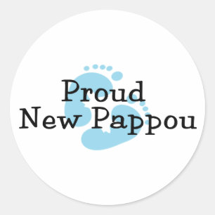 Pegatina Redonda Orgullosas nuevas huellas de Pappou bebé